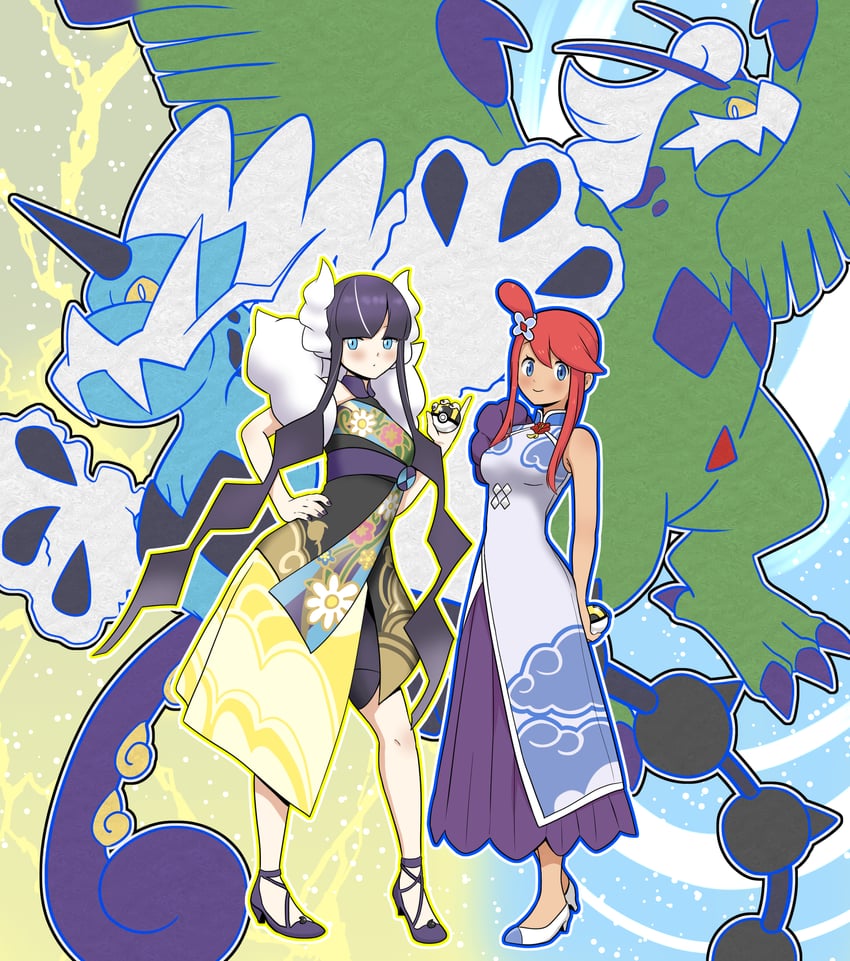 elesa, tornadus, thundurus, and skyla (pokemon and 1 more) drawn by noto-kanna
