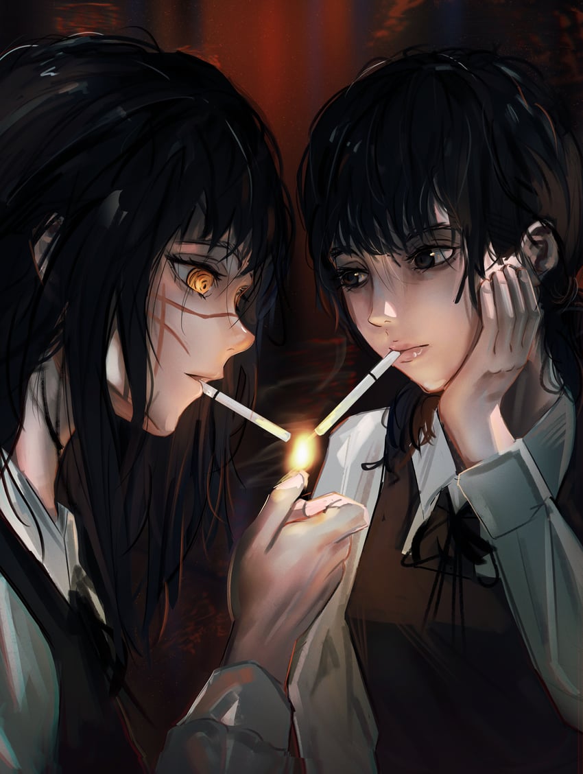 yoru and mitaka asa (chainsaw man) drawn by big_chunger