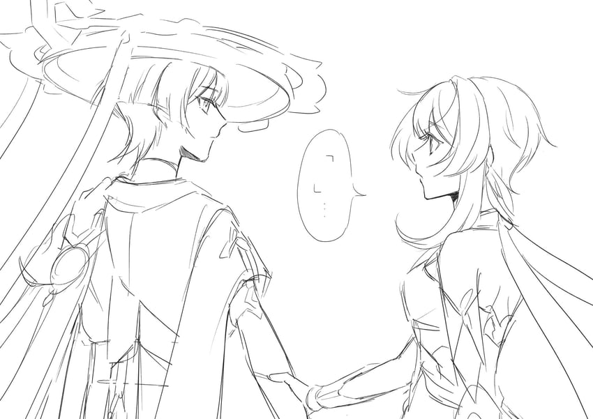 lumine, scaramouche, and wanderer (genshin impact) drawn by nararan_116