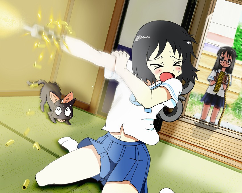 shinonome nano, minakami mai, and sakamoto (nichijou) drawn by atsuman_(hogumogu25)