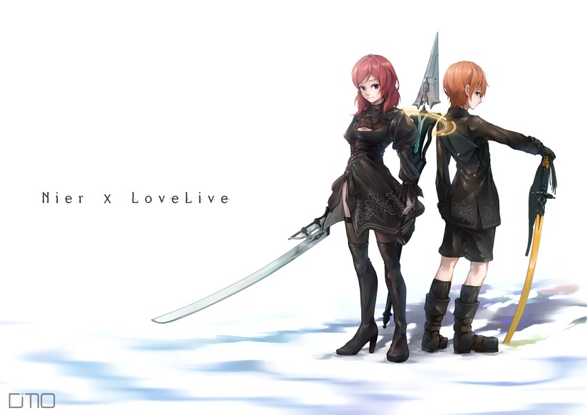 2b, nishikino maki, hoshizora rin, and 9s (love live! and 3 more) drawn by dms