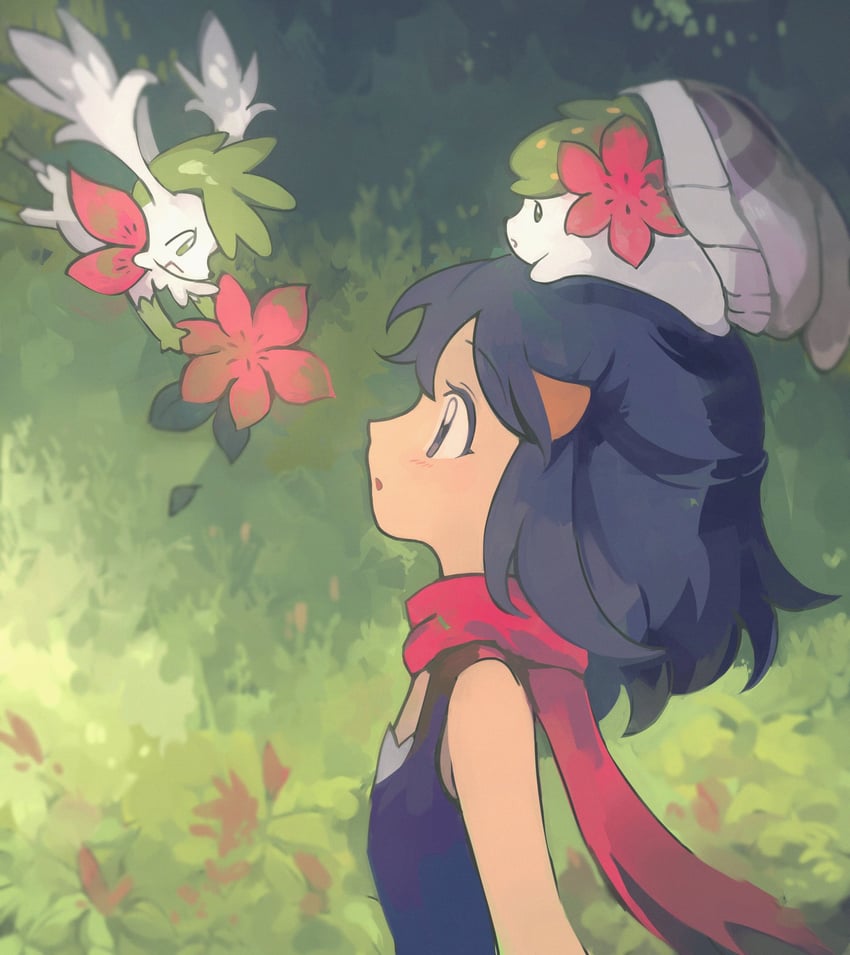 dawn and shaymin (pokemon and 1 more) drawn by myon_(myonninn)