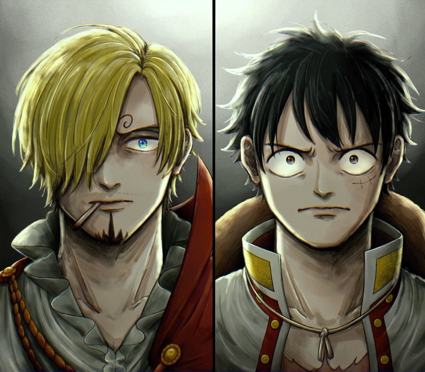 monkey d. luffy and sanji (one piece) drawn by gksa4328