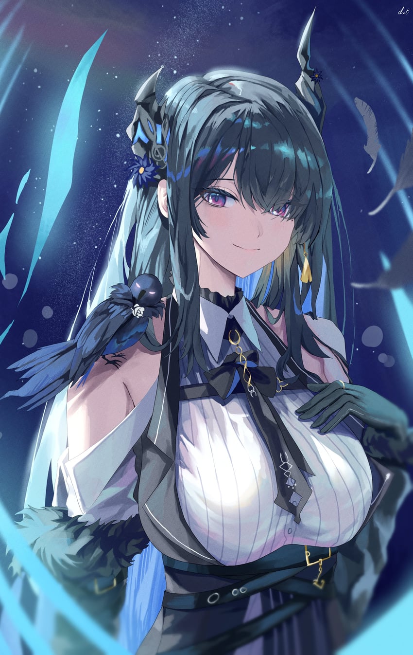 nerissa ravencroft and shadow (hololive and 1 more) drawn by dotthebot