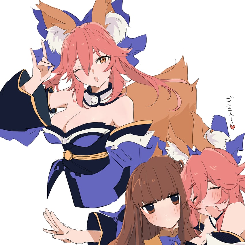 tamamo, tamamo no mae, and kishinami hakuno (fate and 1 more) drawn by kaigan0211