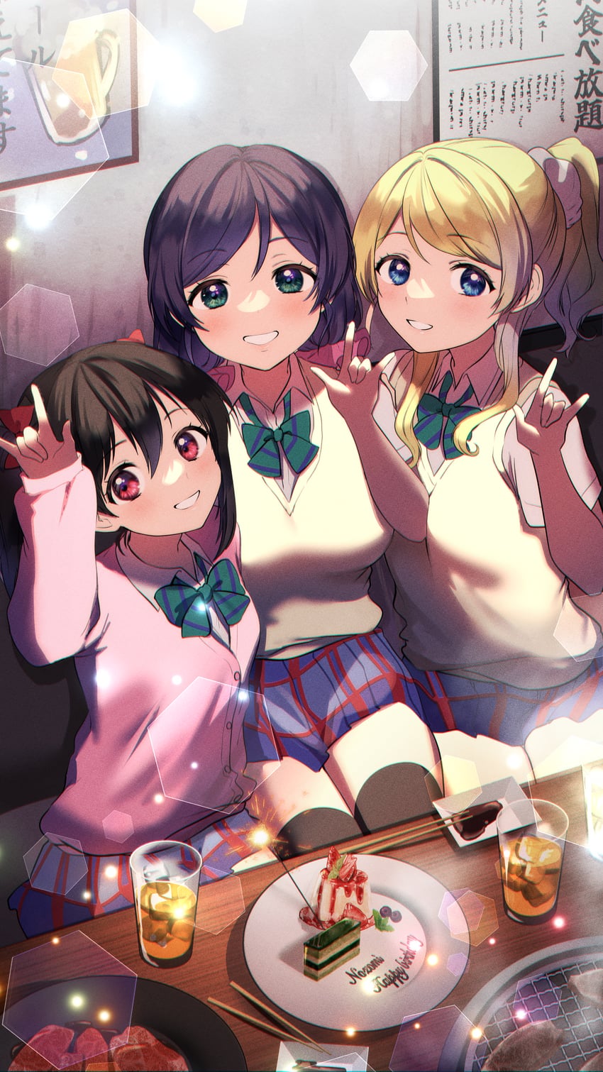 tojo nozomi, yazawa nico, and ayase eli (love live! and 1 more) drawn by kazepana