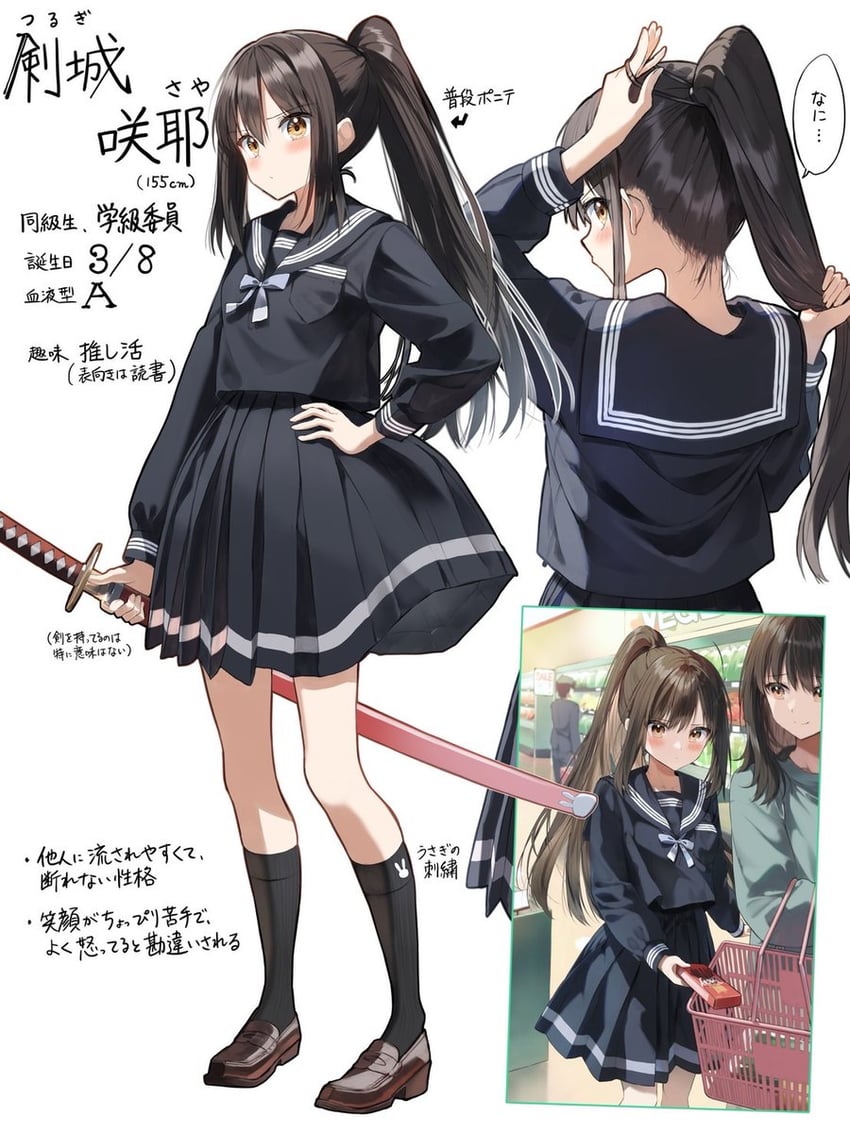 tsurugi saya (original) drawn by pentagon_(railgun_ky1206)