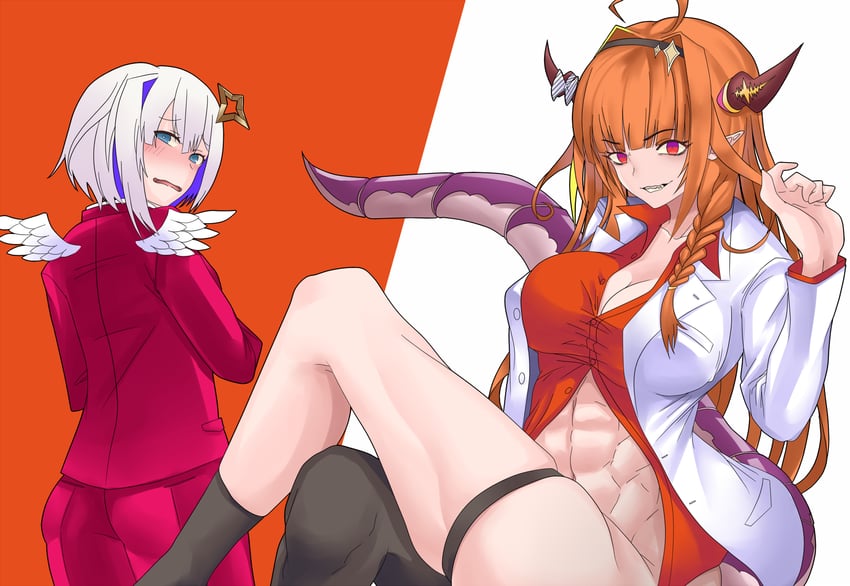 amane kanata and kiryu coco (hololive) drawn by dateya_torahachi