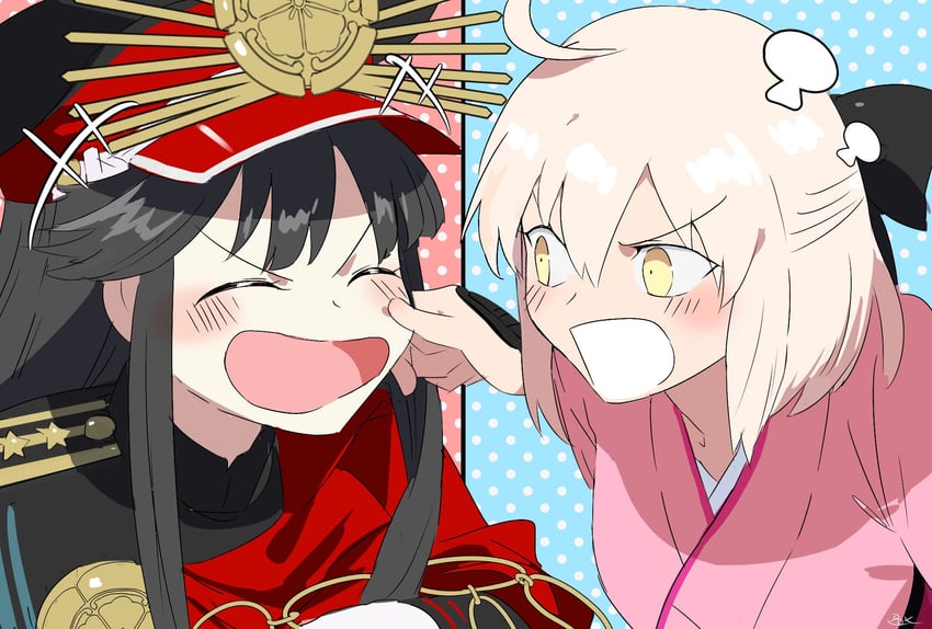 okita souji and oda nobunaga (fate and 1 more) drawn by pirohi_(pirohi214)