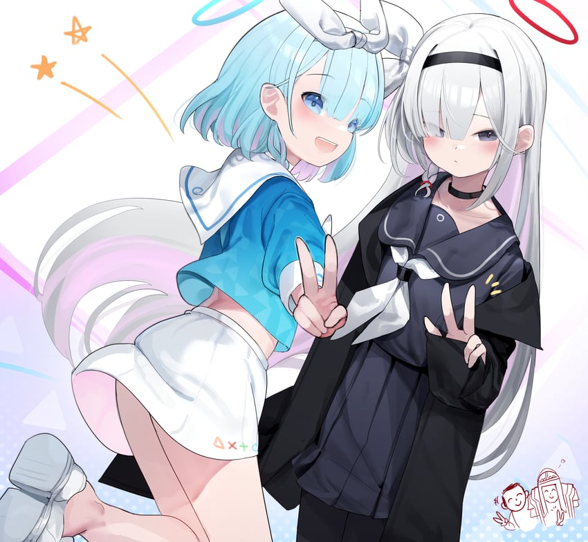 sensei, doodle sensei, arona, plana, and phrenapates (blue archive) drawn by somray
