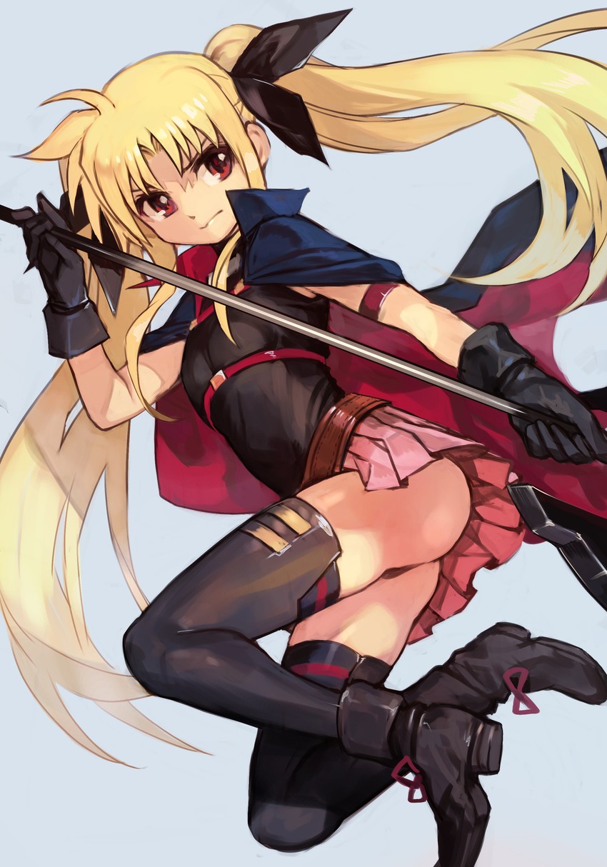 fate testarossa and bardiche (lyrical nanoha and 2 more) drawn by hungry_clicker
