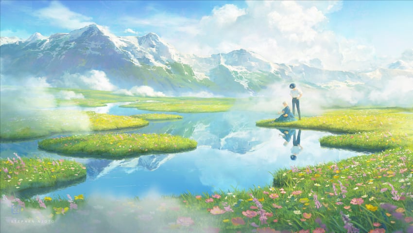 howl pendragon and sophie hatter (studio ghibli and 1 more) drawn by stephen_njoto