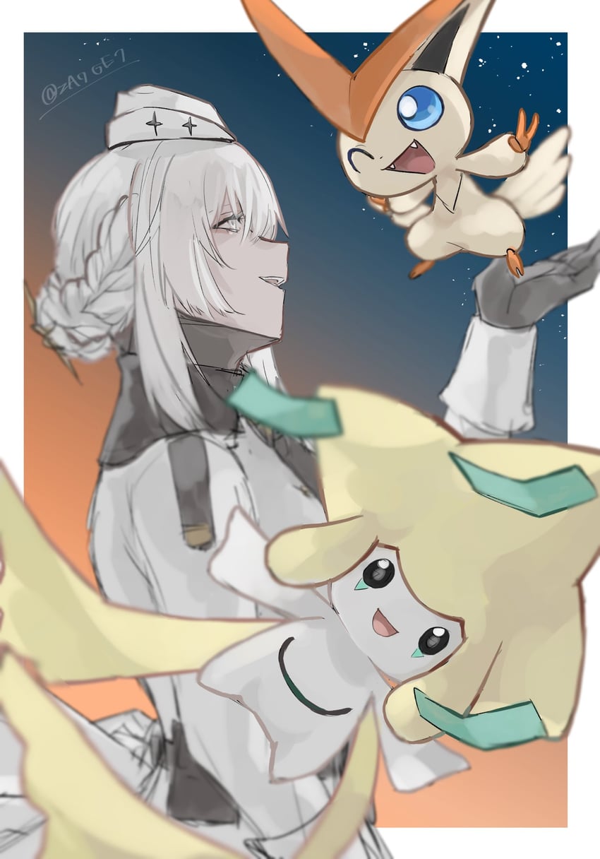 jirachi, liv, victini, and liv: empyrea (pokemon and 1 more) drawn by za7_ge7
