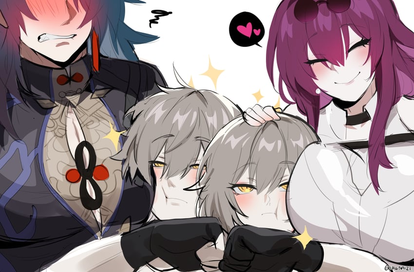 trailblazer, stelle, kafka, caelus, and blade (honkai and 1 more) drawn by kurenaiz_(kuayrenaiz)