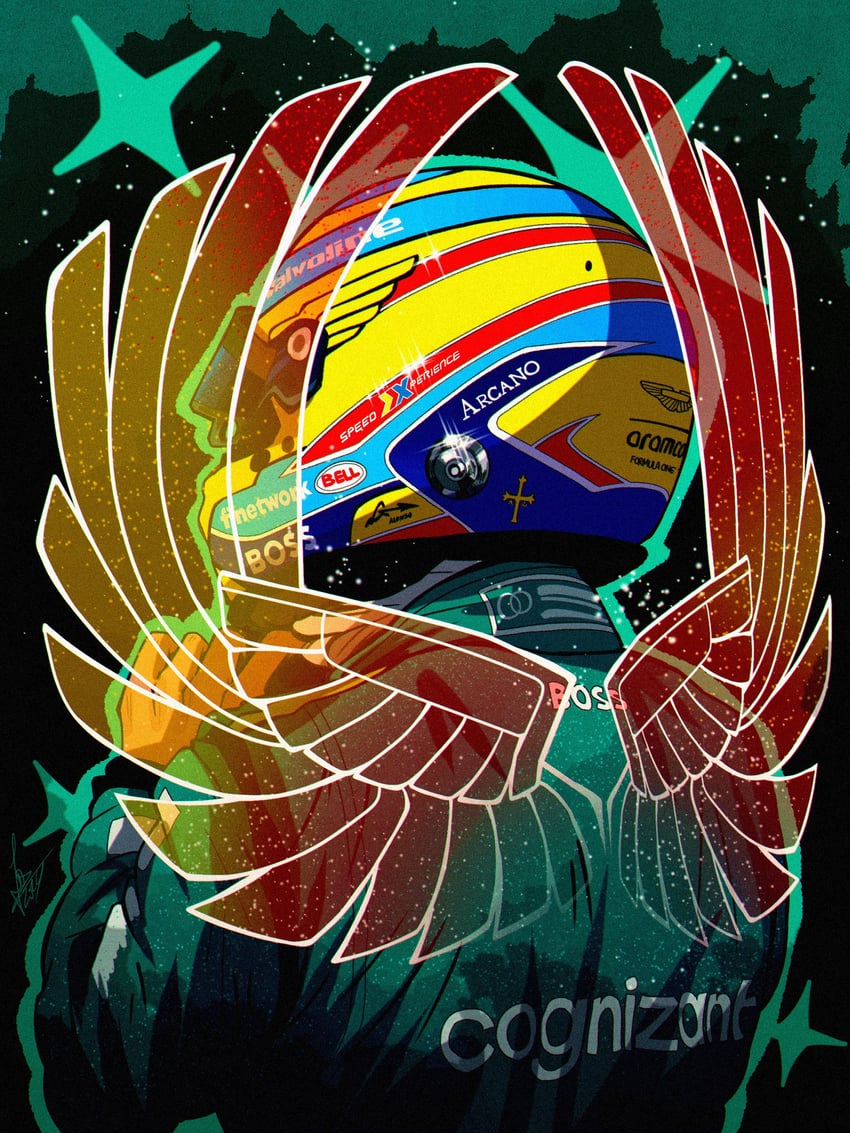 fernando alonso (real life and 1 more) drawn by schumisnoopy