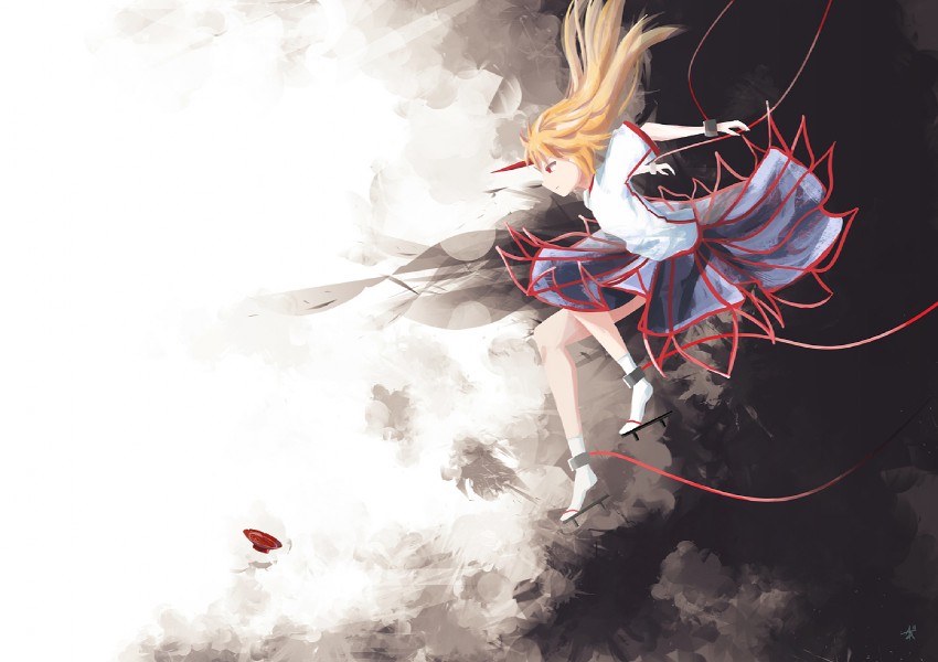 hoshiguma yuugi (touhou) drawn by arufa_(hourai-sugar) and noirioko_(hourai-sugar)