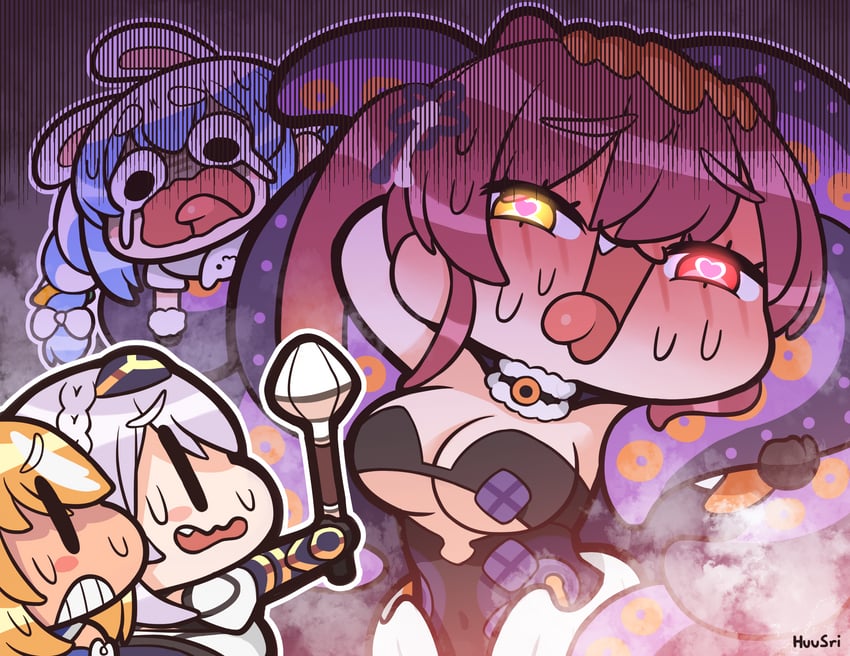 houshou marine, usada pekora, ninomae ina'nis, shirogane noel, and shiranui flare (hololive and 1 more) drawn by huusri