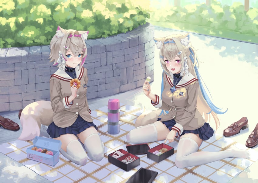 fuwawa abyssgard and mococo abyssgard (hololive and 2 more) drawn by revilol