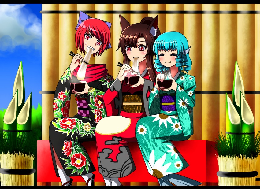 imaizumi kagerou, sekibanki, and wakasagihime (touhou) drawn by luna_(luna3962)
