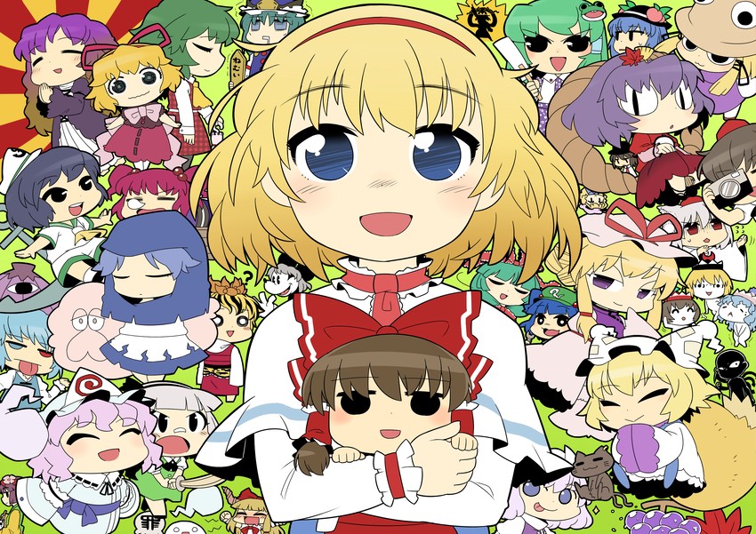 hakurei reimu, kochiya sanae, konpaku youmu, alice margatroid, yakumo yukari, and 35 more (touhou and 2 more) drawn by ume_(noraneko)