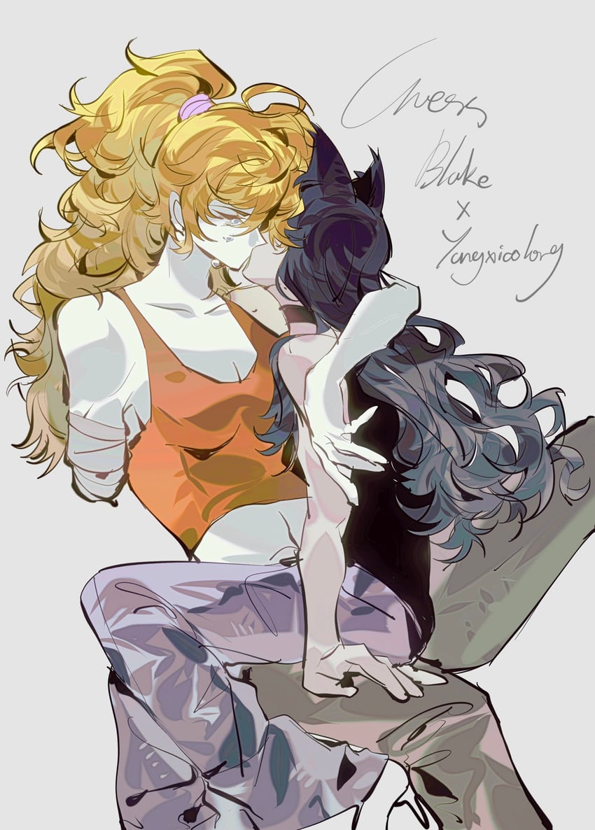 yang xiao long and blake belladonna (rwby) drawn by guess1023