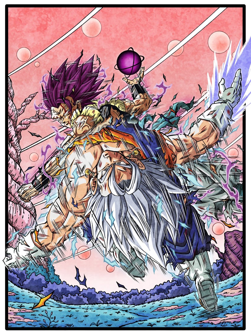 gogeta and vegetto (dragon ball and 1 more) drawn by hiro_(udkod1ezlyi2flo)