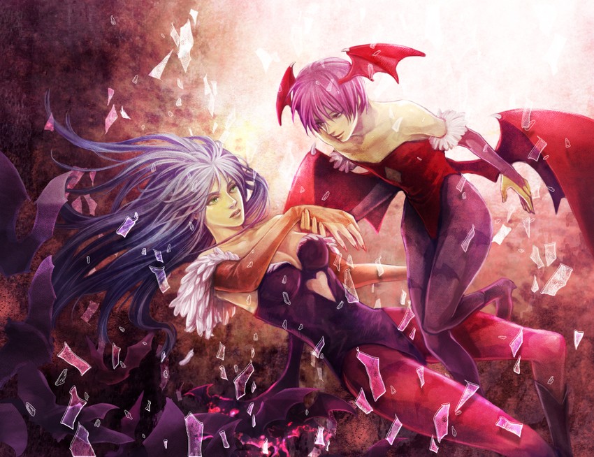 morrigan aensland and lilith (darkstalkers) drawn by tetra_takamine