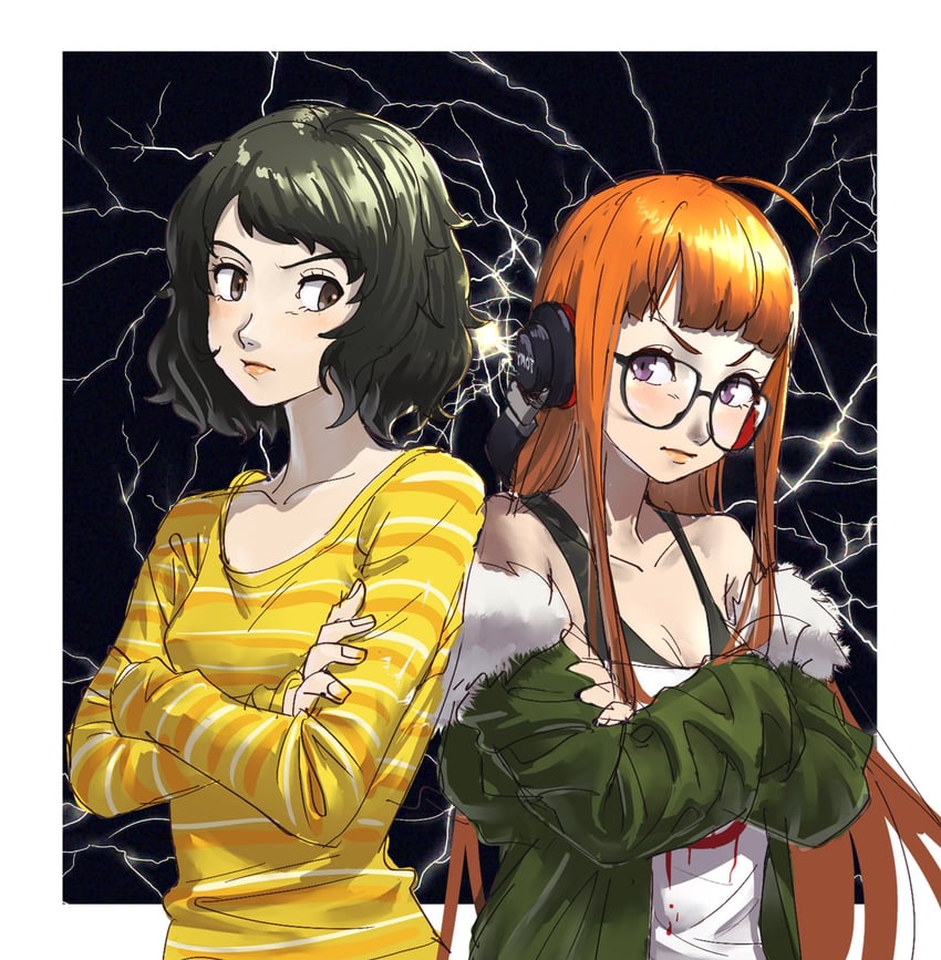 sakura futaba and kawakami sadayo (persona and 1 more) drawn by poechan_chan