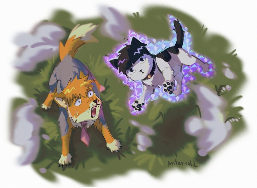 kageyama shigeo and reigen arataka (mob psycho 100) drawn by antercold