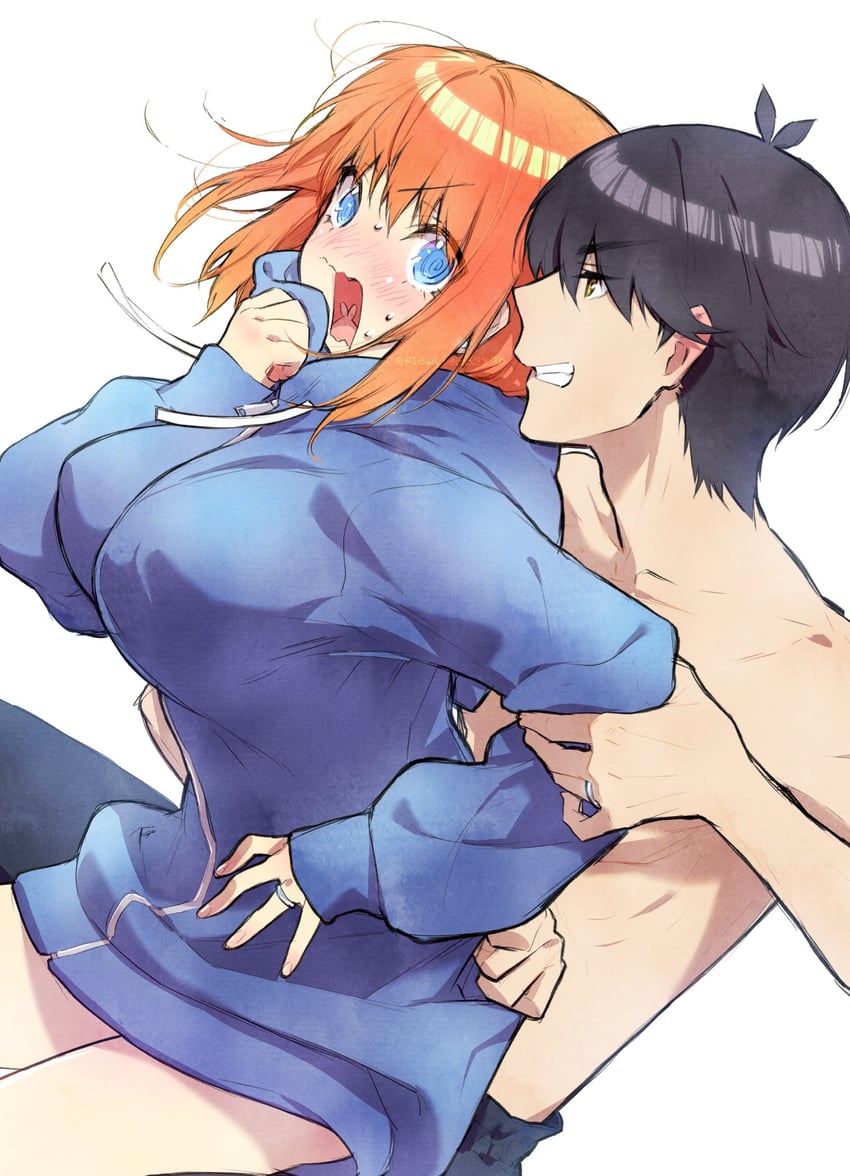 nakano yotsuba and uesugi fuutarou (go-toubun no hanayome) drawn by yu_(flowerbird3830)