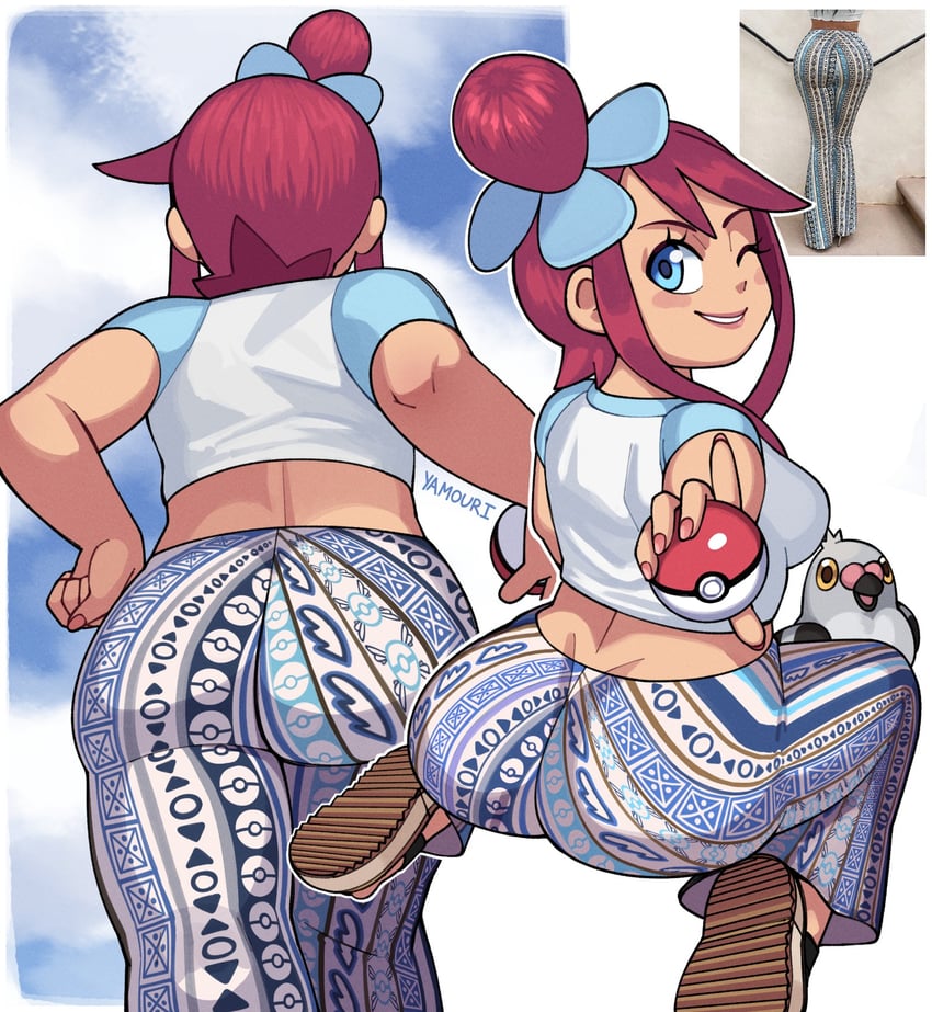 skyla and pidove (pokemon and 1 more) drawn by yamouri
