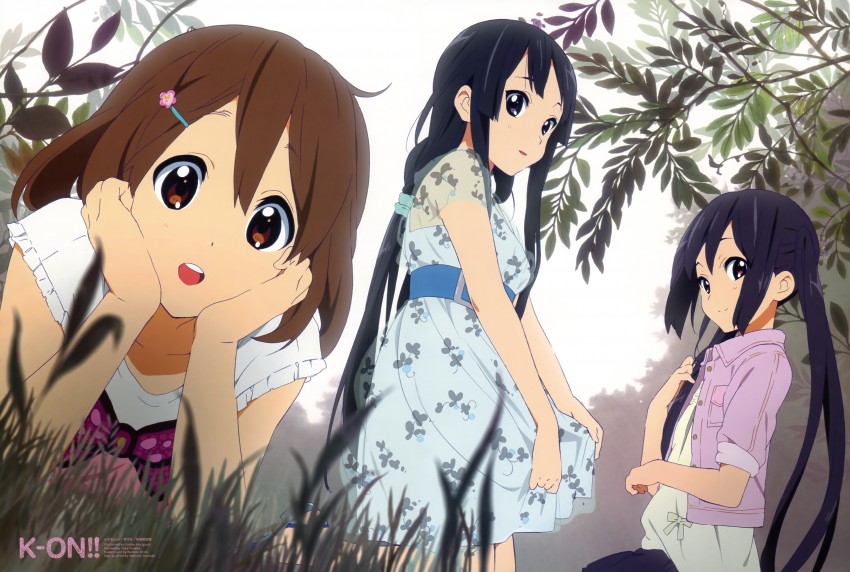 akiyama mio, nakano azusa, and hirasawa yui (k-on! and 1 more) drawn by horiguchi_yukiko