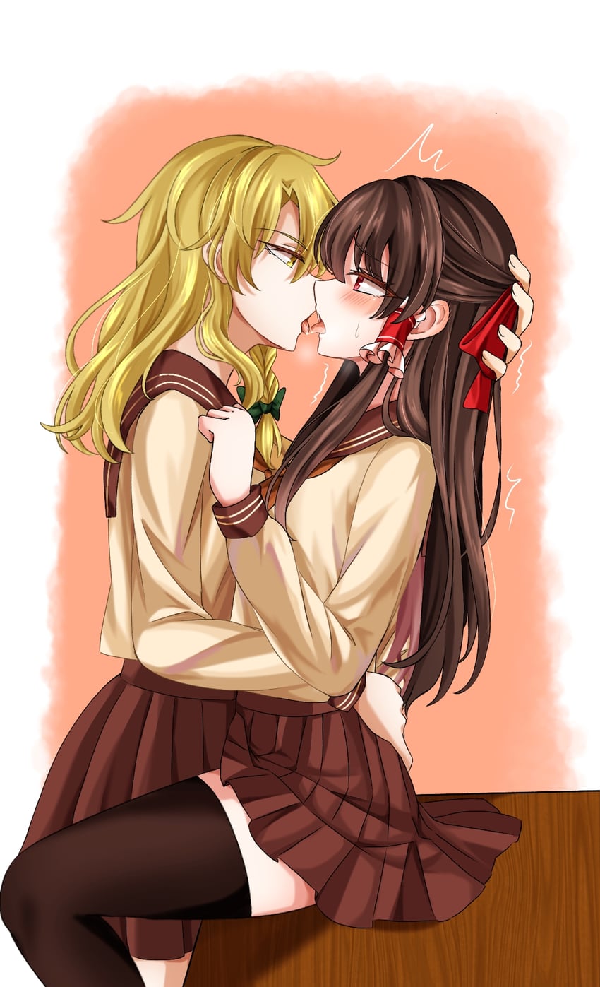 hakurei reimu and kirisame marisa (touhou) drawn by mito_(fate)