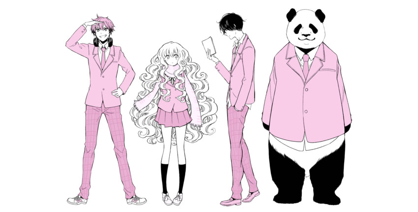 oboredani yousuke, hoshikawa uta, fujiwara motomu, and koizumi erika (fujicue!!! ~fuji cue's music~) drawn by taguchi_shouichi