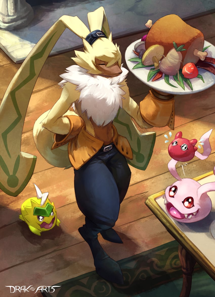 koromon, symbareangoramon, punimon, and bibimon (digimon) drawn by drak-arts
