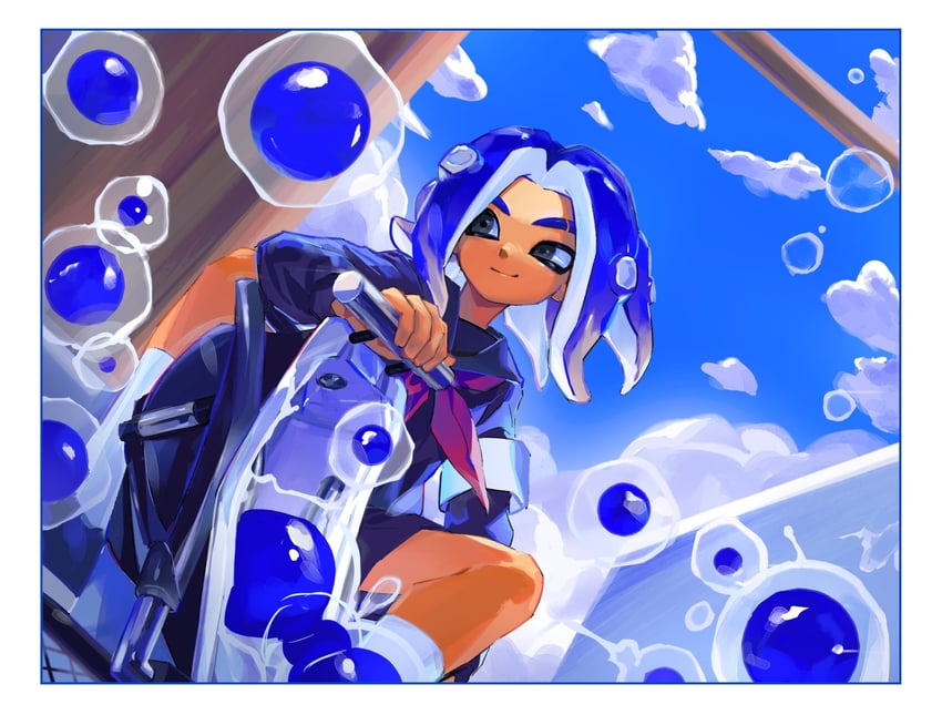 octoling player character and octoling boy (splatoon and 1 more) drawn by jaemin107