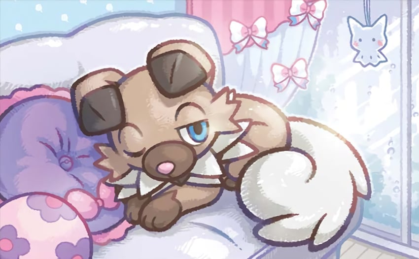rockruff and munna (pokemon and 1 more) drawn by tsuruta_saya