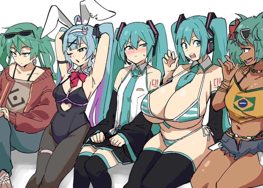 hatsune miku and brazilian miku (vocaloid and 2 more) drawn by tenten_(chan4545)