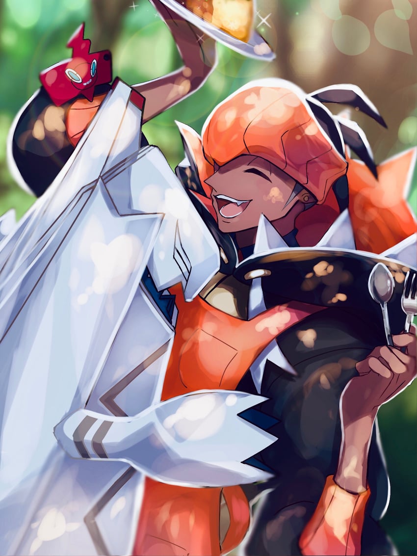rotom, raihan, rotom phone, and duraludon (pokemon and 1 more) drawn by imu_(acmg3475)