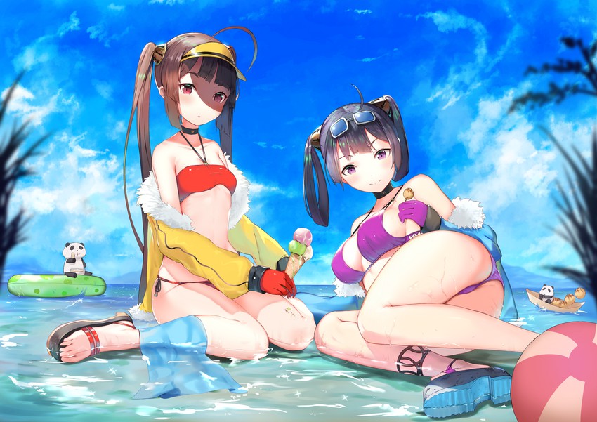 ping hai and ning hai (azur lane) drawn by isaka_wasabi
