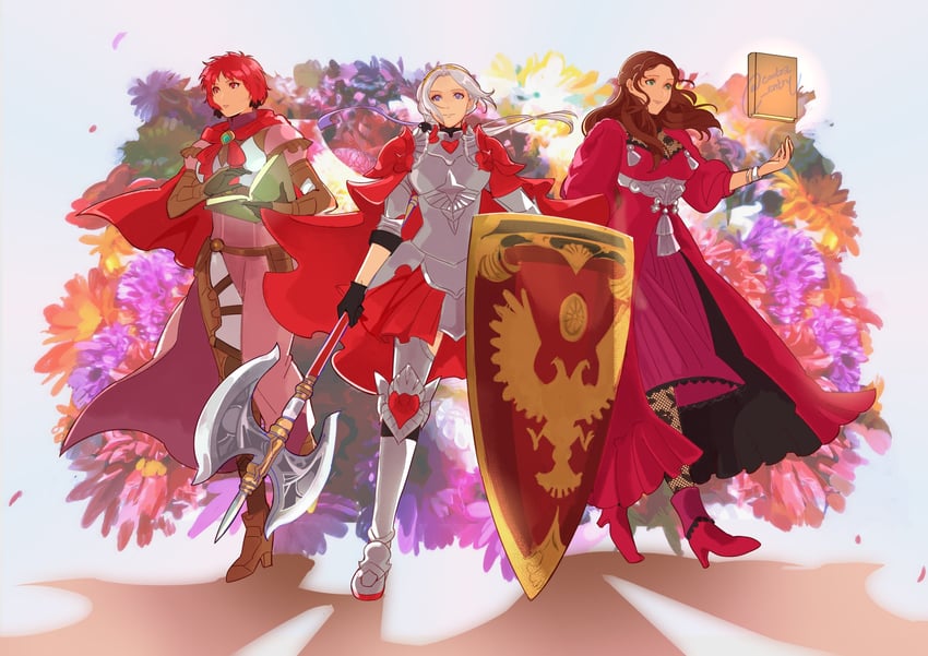 edelgard von hresvelg, dorothea arnault, and monica von ochs (fire emblem and 2 more) drawn by lamb_(contra_entry)
