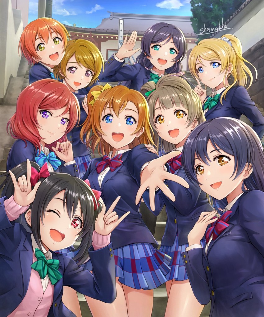 nishikino maki, tojo nozomi, sonoda umi, yazawa nico, ayase eli, and 4 more (love live! and 1 more) drawn by shamakho