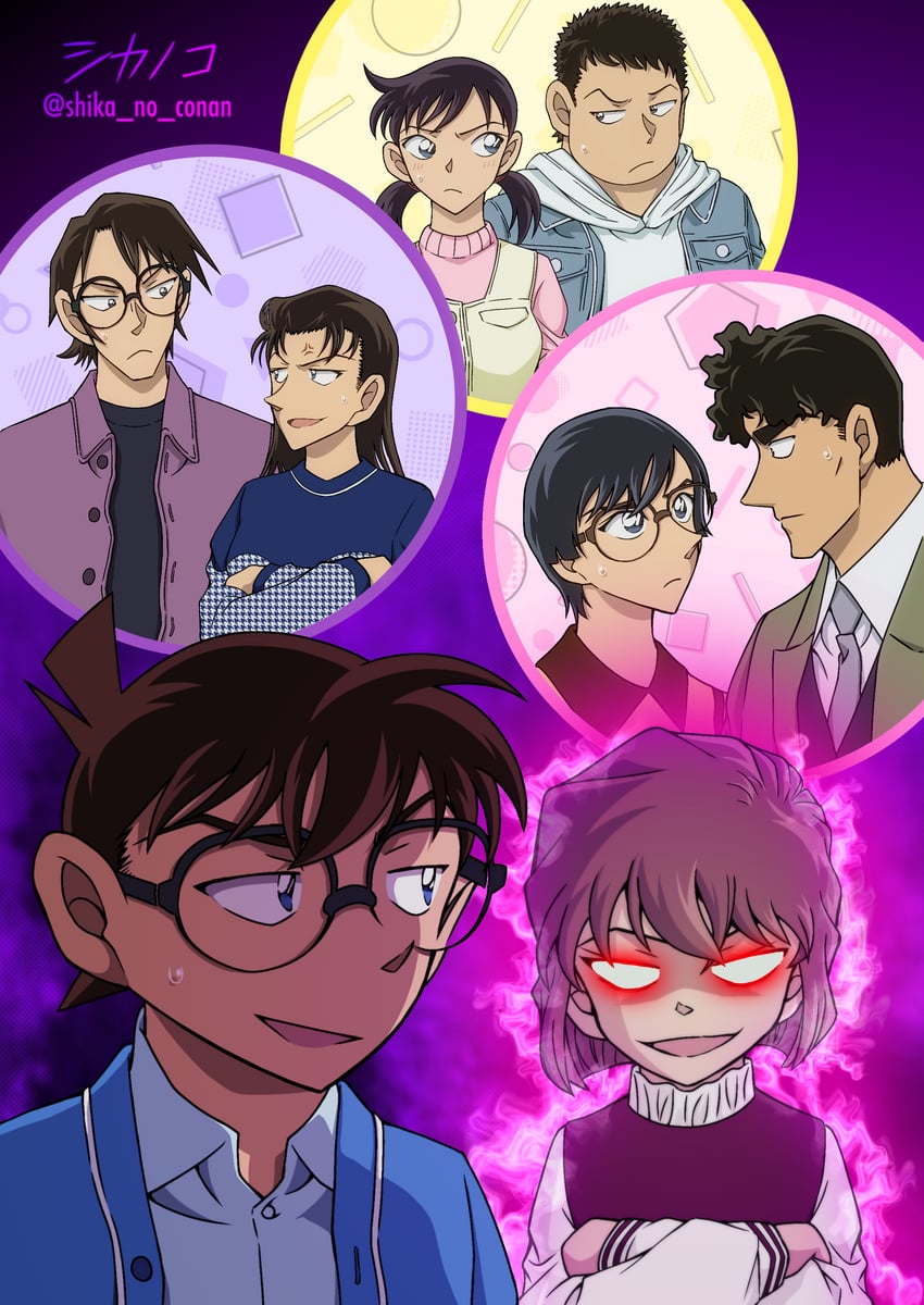edogawa conan, haibara ai, miike naeko, haneda shuukichi, kobayashi sumiko, and 3 more (meitantei conan) drawn by shika_no_conan