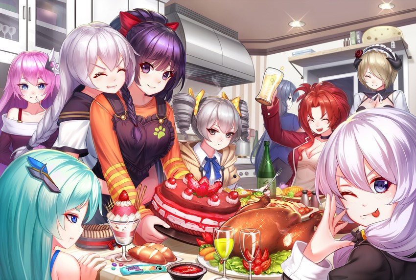 kiana kaslana, raiden mei, fu hua, bronya zaychik, theresa apocalypse, and 3 more (honkai and 1 more) drawn by jurrig