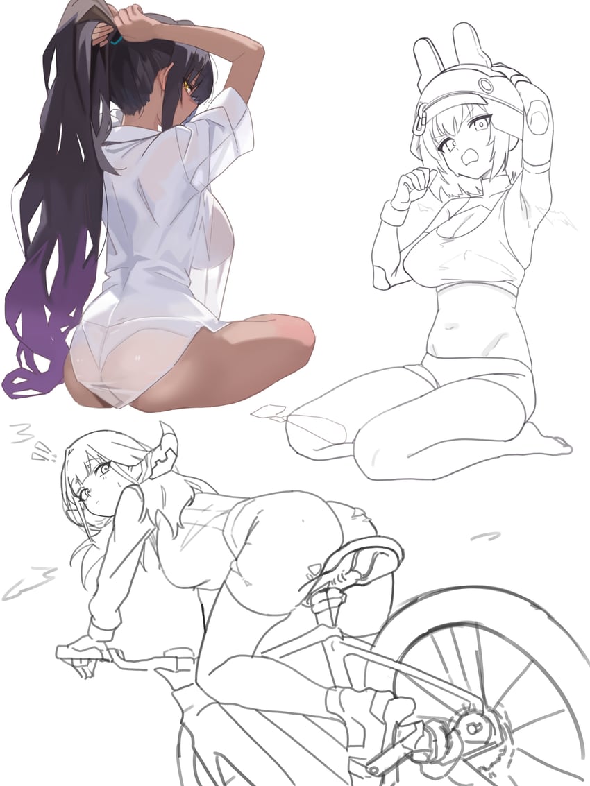 karin, aru, and saki (blue archive) drawn by rehu_(astd5787)