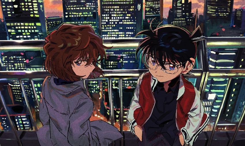 edogawa conan and haibara ai (meitantei conan) drawn by segami