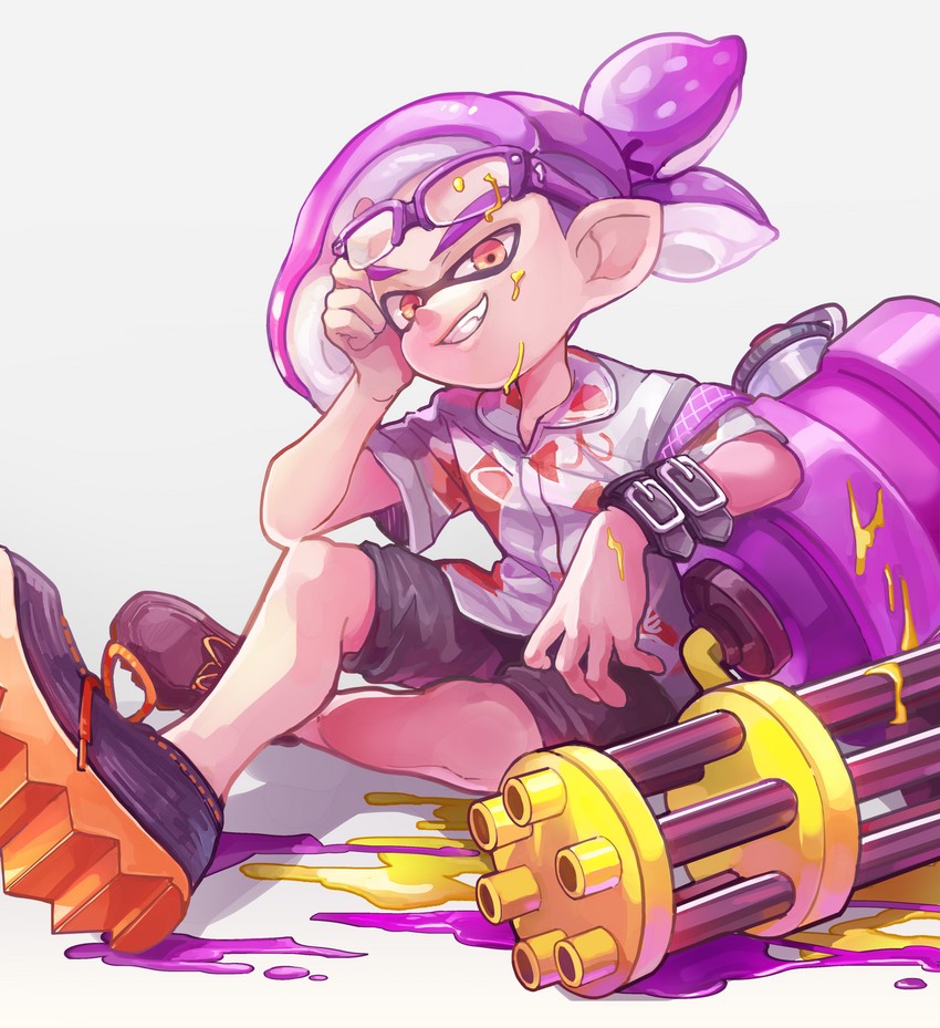 inkling player character and inkling boy (splatoon and 1 more) drawn by mkakimikan