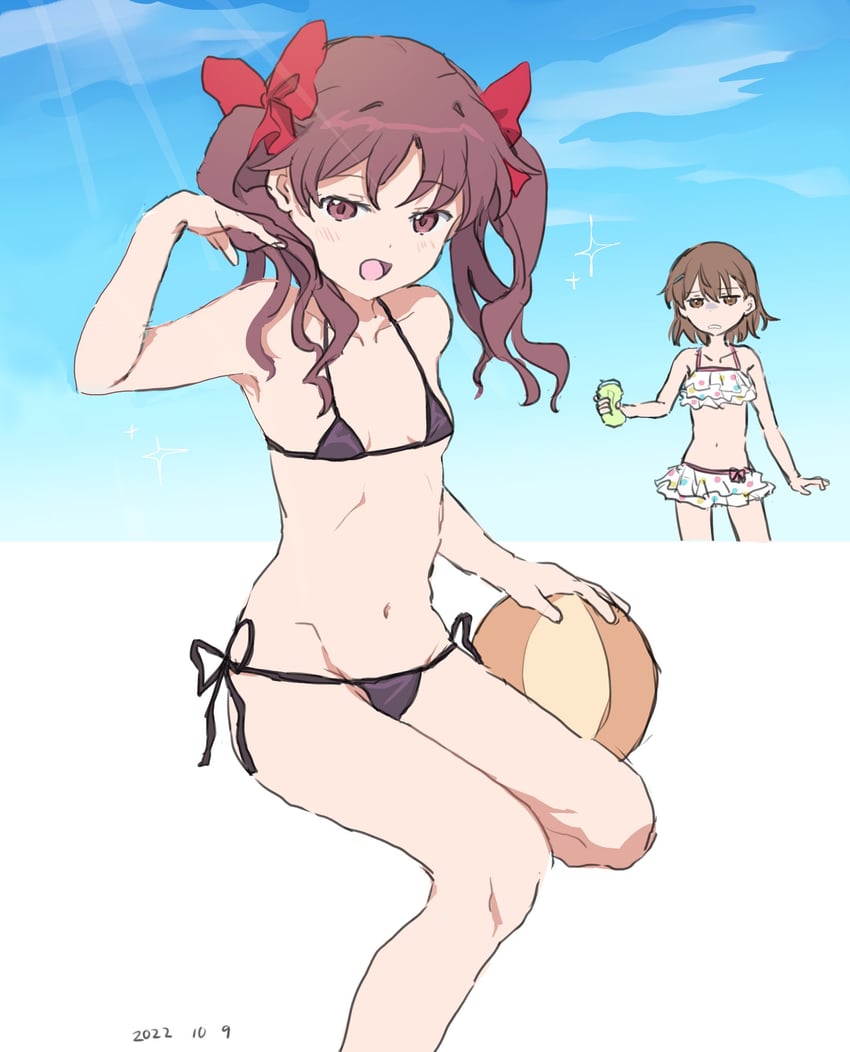 misaka mikoto and shirai kuroko (toaru majutsu no index and 1 more) drawn by takatisakana