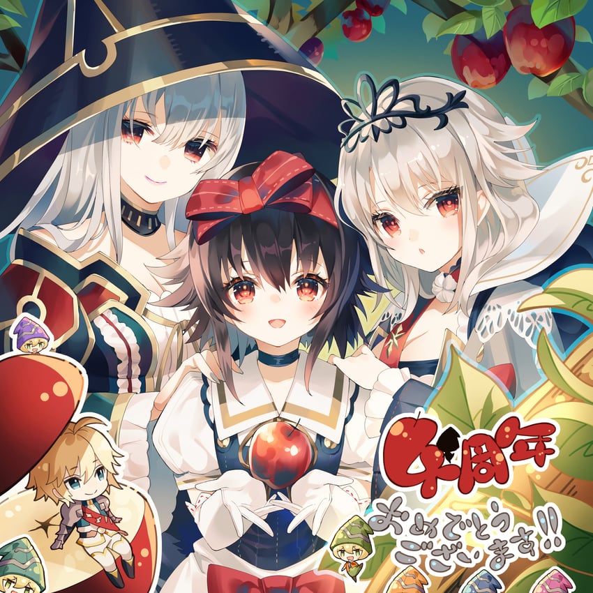 evil queen, dwarf, snow ashes, and prince wald (grimms notes) drawn by nemusuke