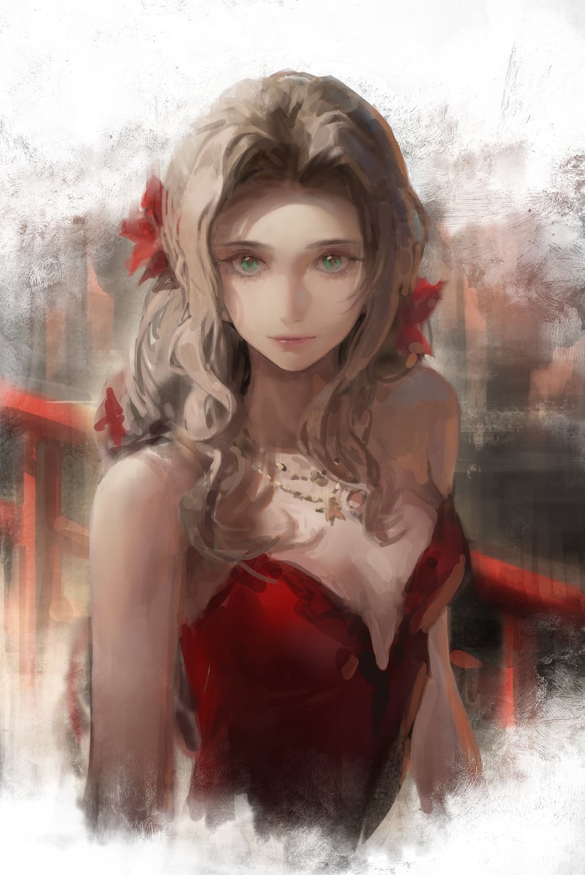 aerith gainsborough (final fantasy and 2 more) drawn by muyu713